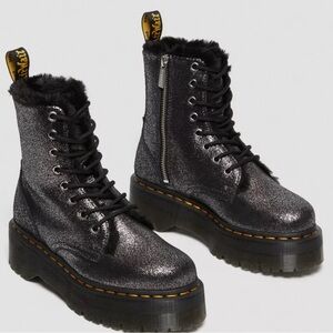 Jadon Boot Faux Fur-Lined Metallic Leather Platforms